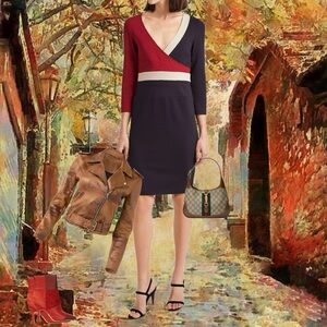 French Connection Veronique Color Block Wrap Dress NWOT